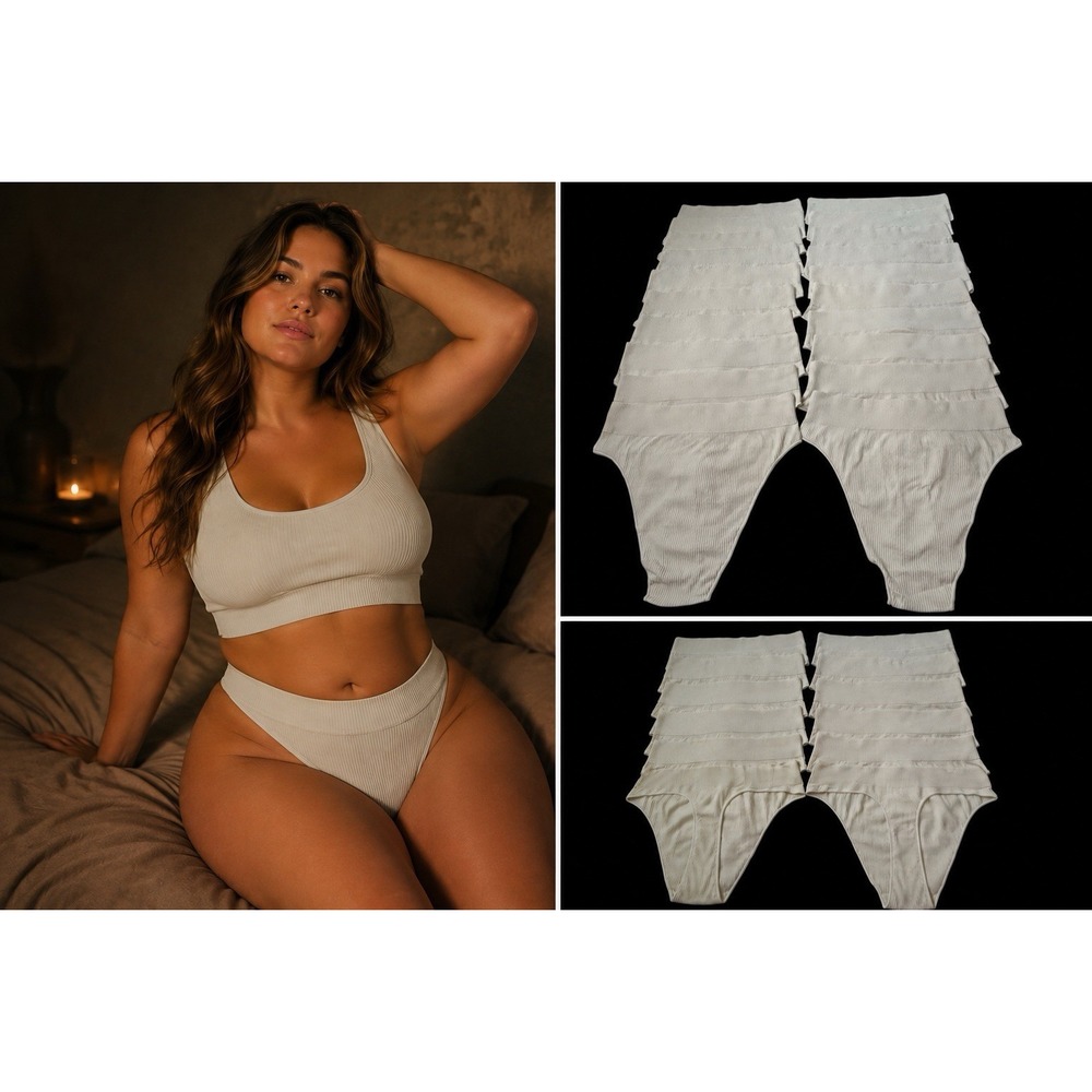 SKIMS Stretch Rib Thongs NEW Lot of 20 Bone 2X/3X Wholesale Reseller Lot